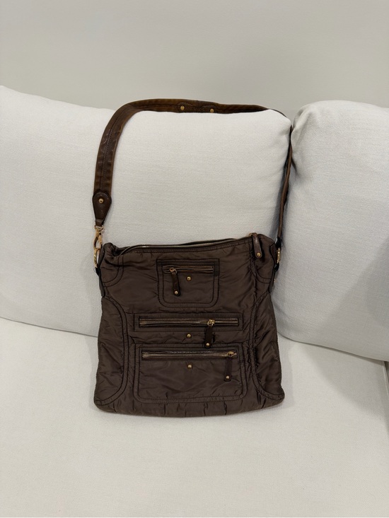 Tod's Handbags - Tod's Dark Brown Leather-Trim Quilted Crossbody
